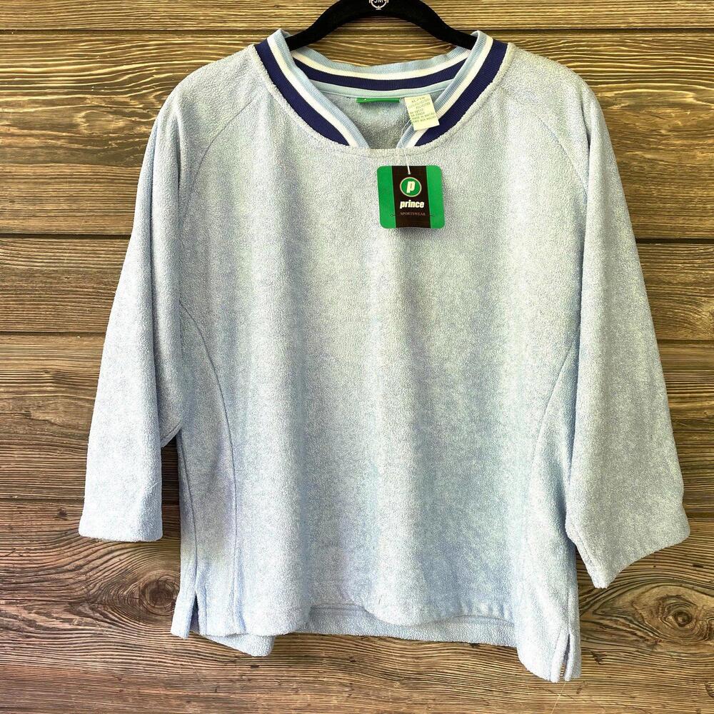 Prince Tennis Blue Navy Trim Top Workout Sport Active
